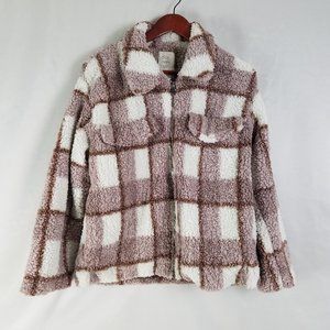 Stoosh Jacket Womens XL Multicolor Plaid Long‎ Sleeve Full Zip Collared Pockets